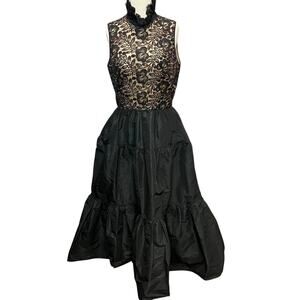 Vintage Lillie Rubin Evening Gown XS-S Black Lace Taffeta Romantic Victorian